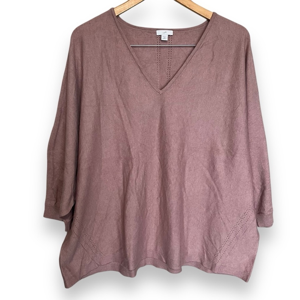 J. Jill Blush V-neck Dolman Sleeve Cotton Blend Knit Sweater Women’s Size 3X
